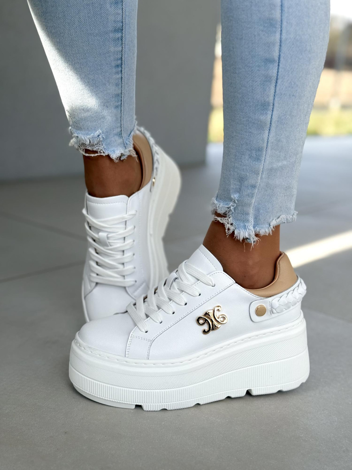 Sneakersy damskie ze skóry naturalnej