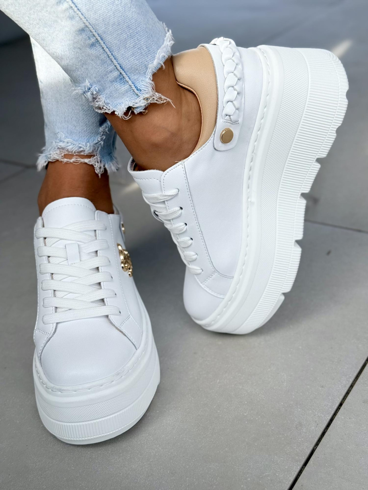 Sneakersy damskie ze skóry naturalnej