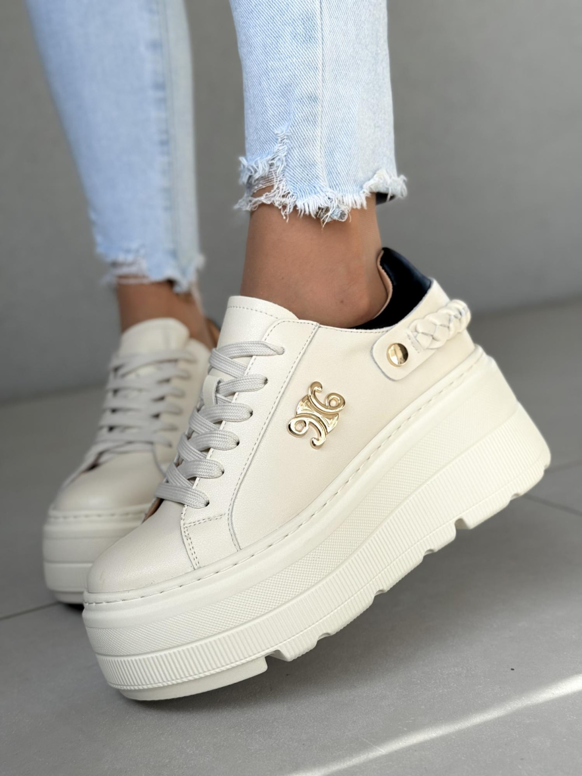 Sneakersy damskie ze skóry naturalnej