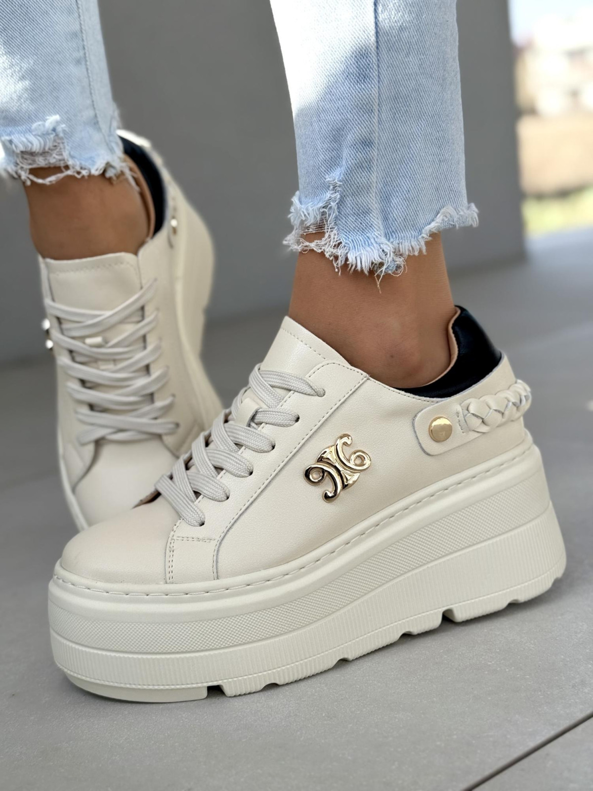 Sneakersy damskie ze skóry naturalnej