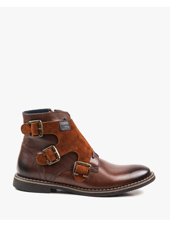 Rude botki męskie skórzane