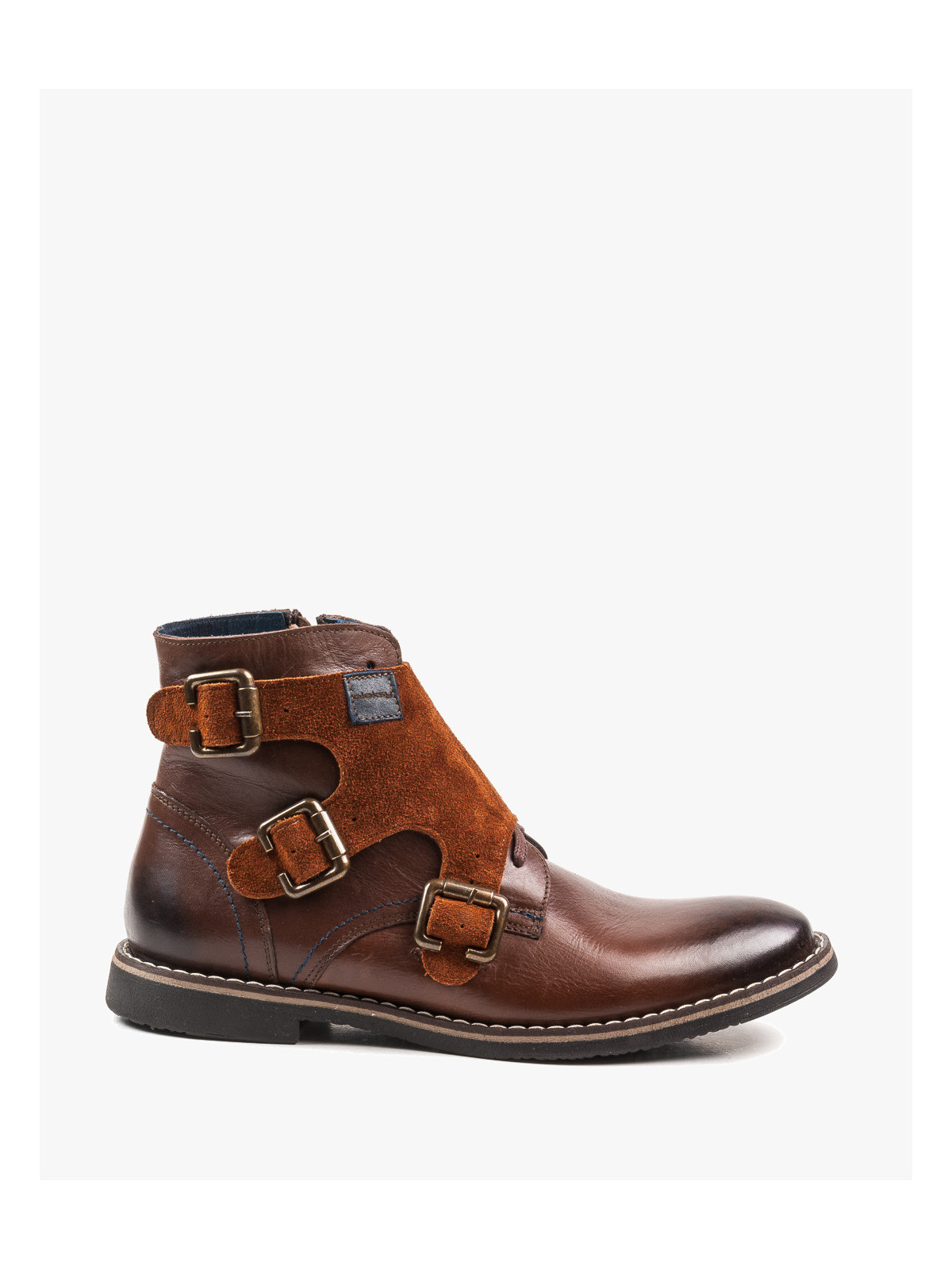 Rude botki męskie skórzane