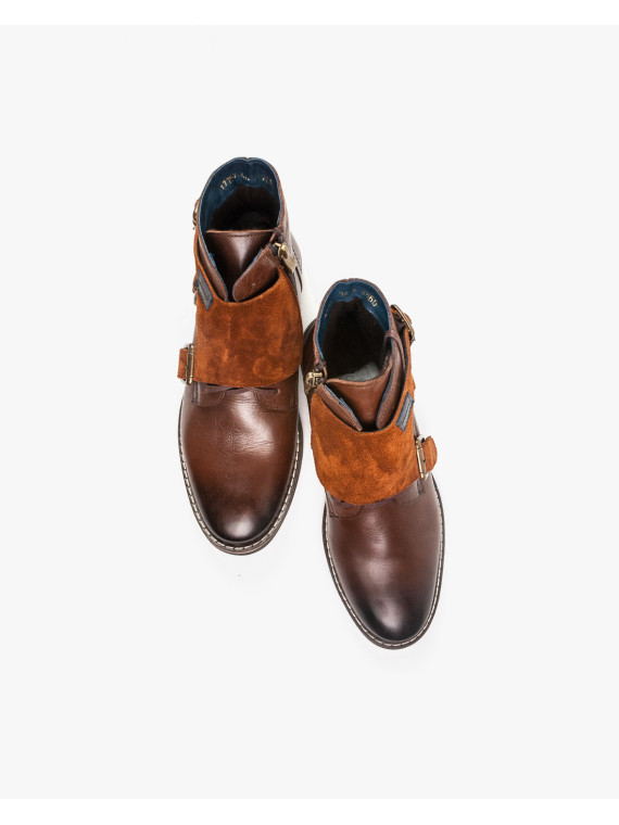 Rude botki męskie skórzane