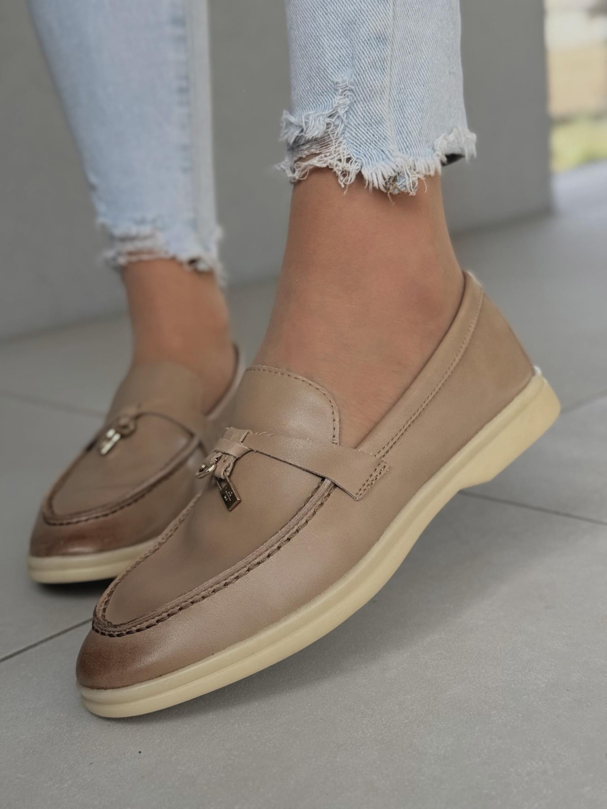 Mokasyny damskie ze skóry naturalnej