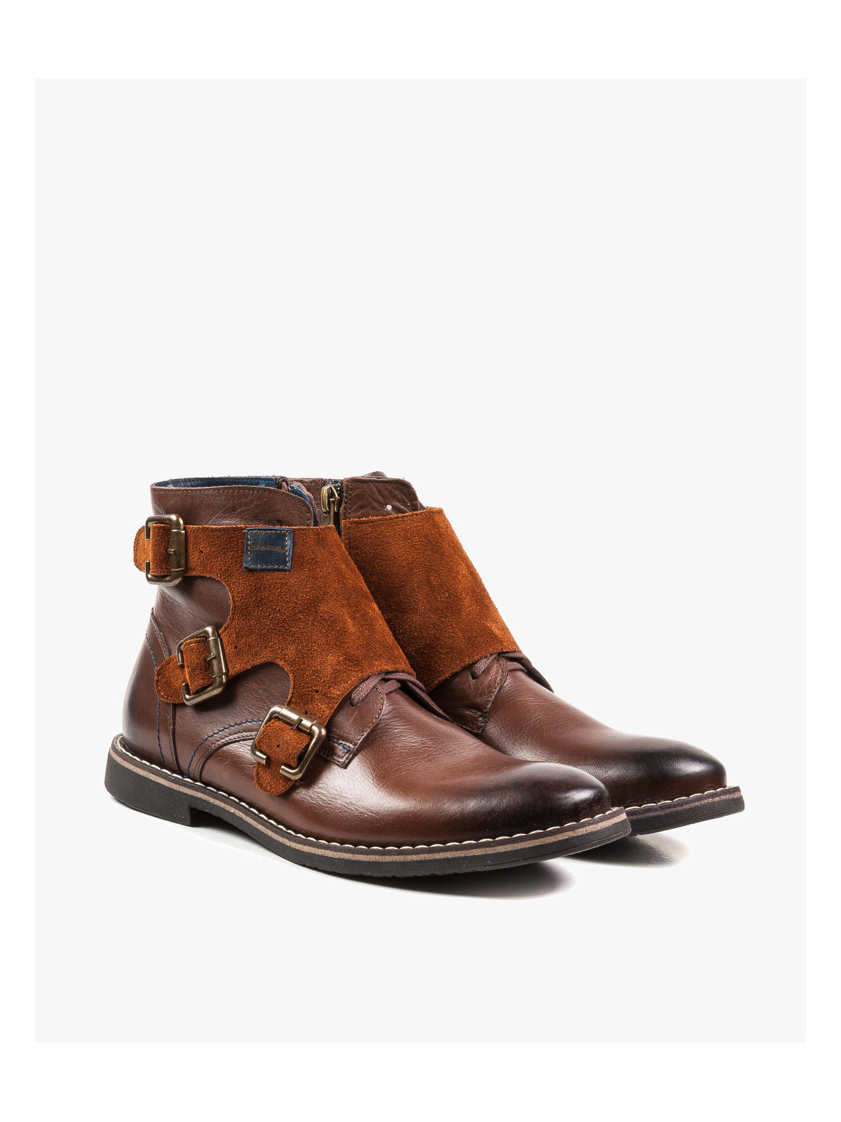 Rude botki męskie skórzane