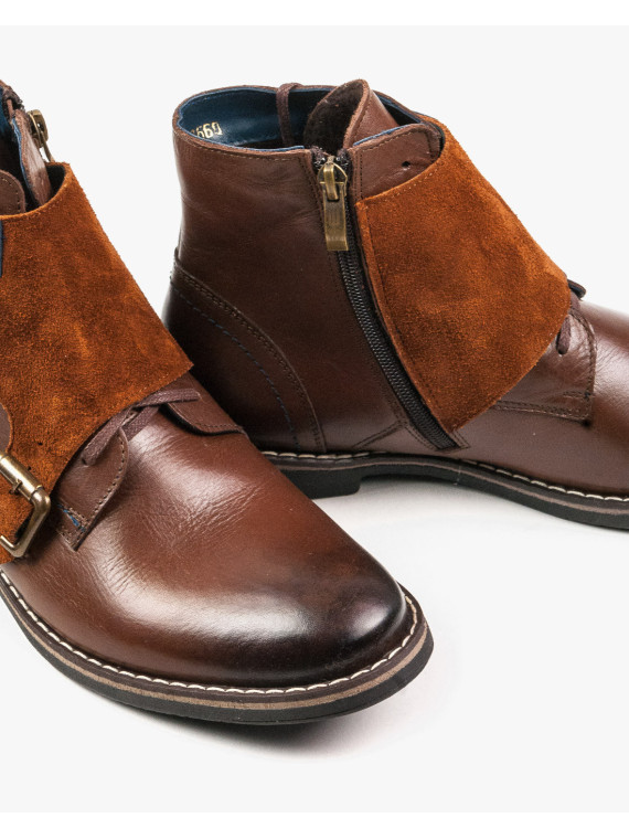 Rude botki męskie skórzane