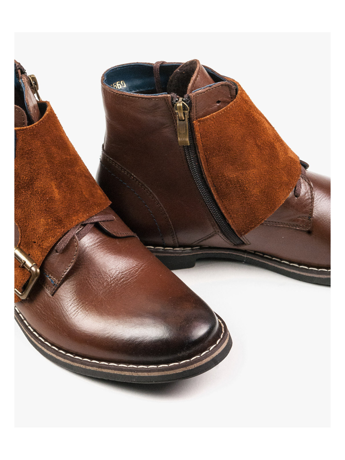 Rude botki męskie skórzane