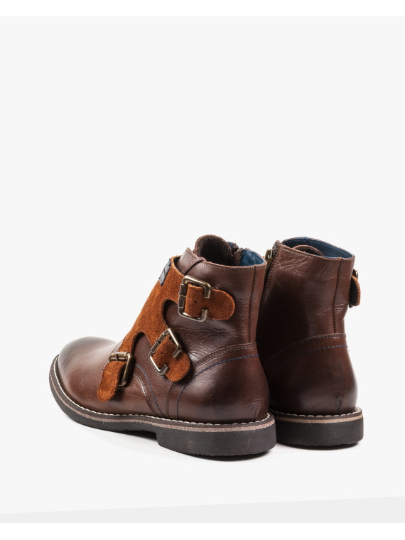 Rude botki męskie skórzane