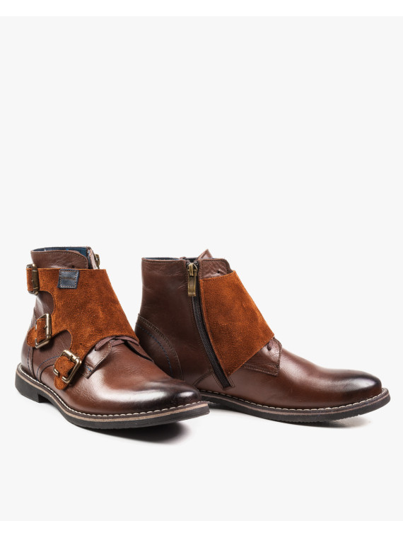 Rude botki męskie skórzane