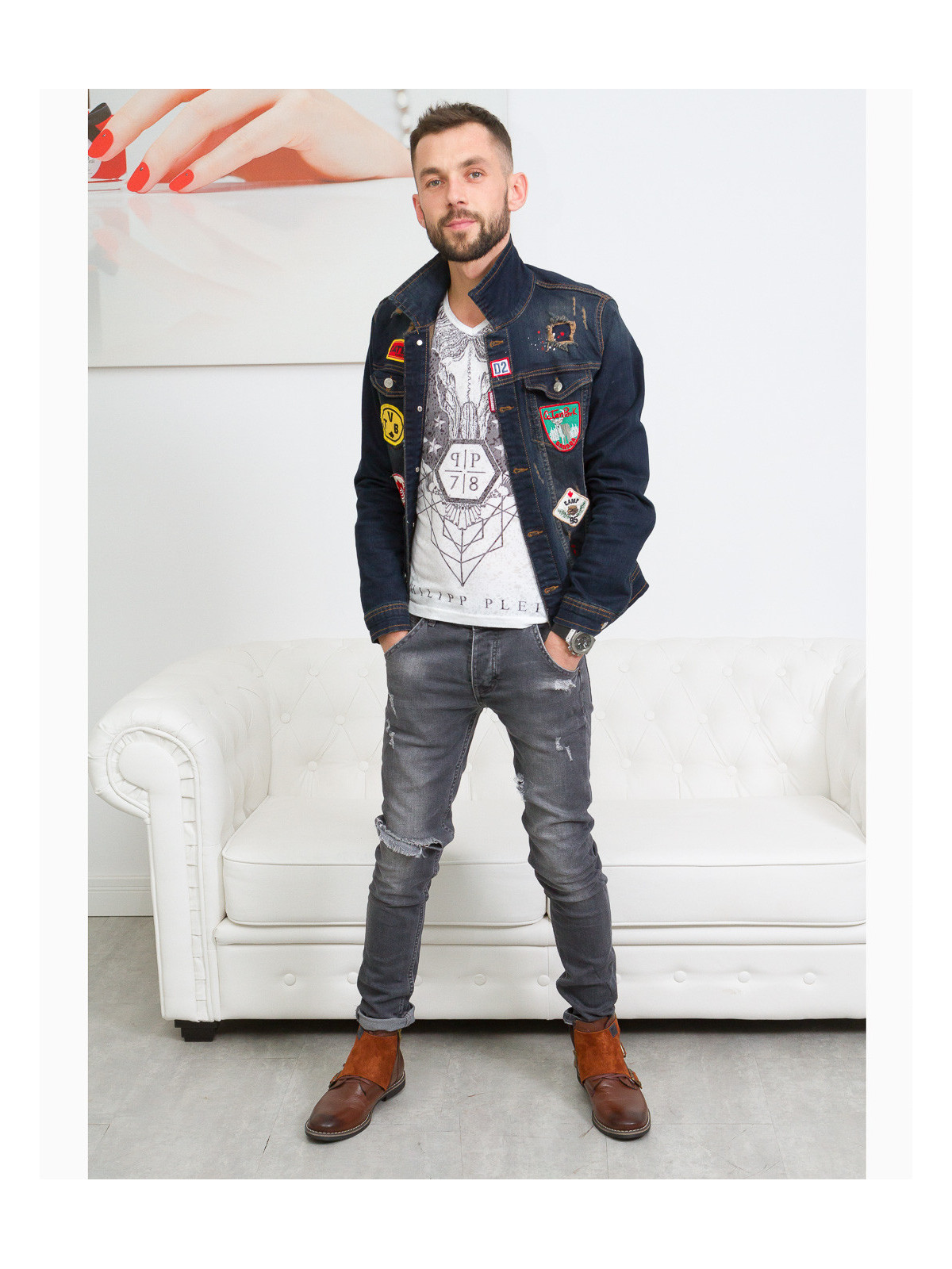 Rude botki męskie skórzane