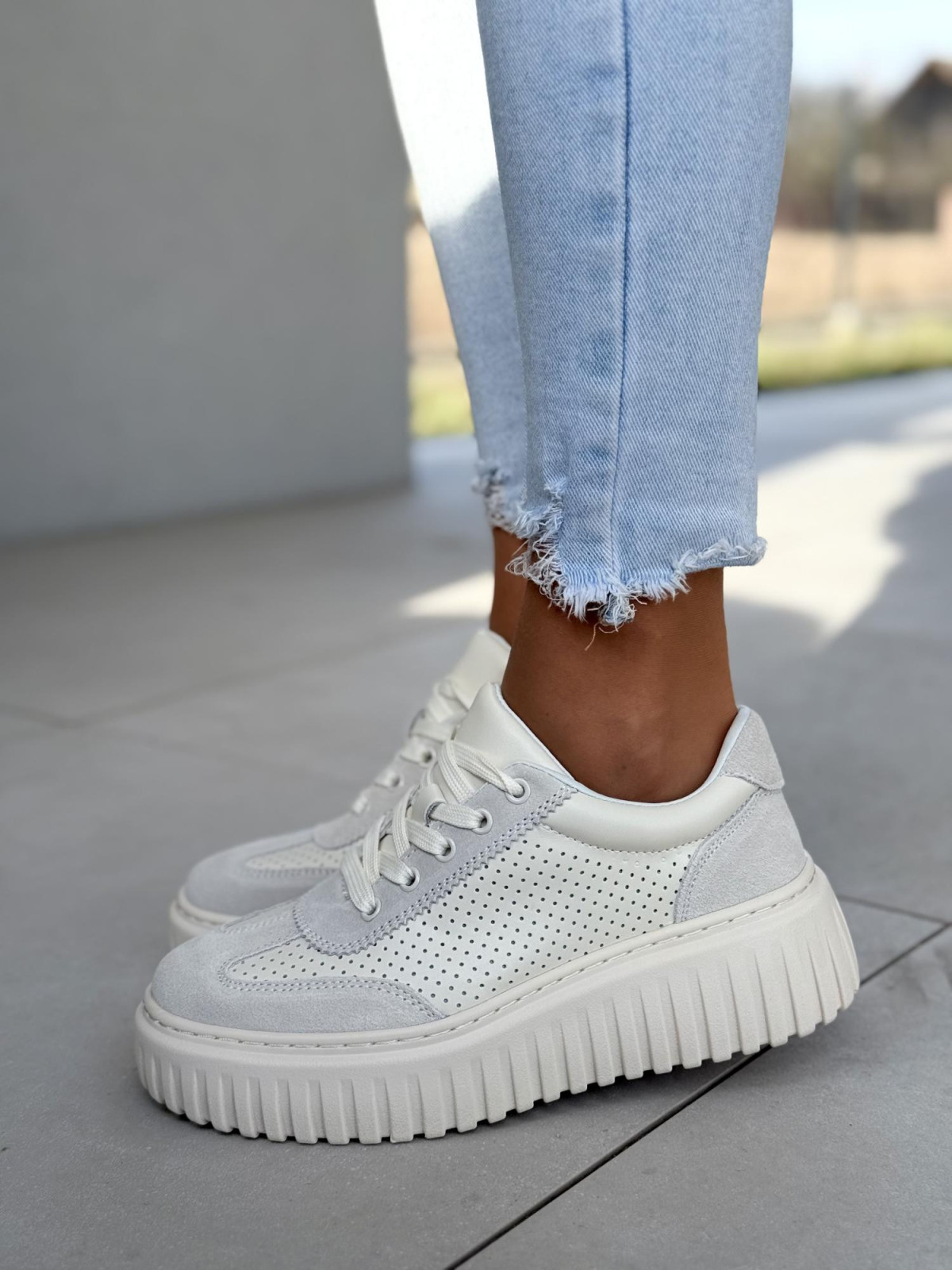 Sneakersy damskie ze skóry naturalnej