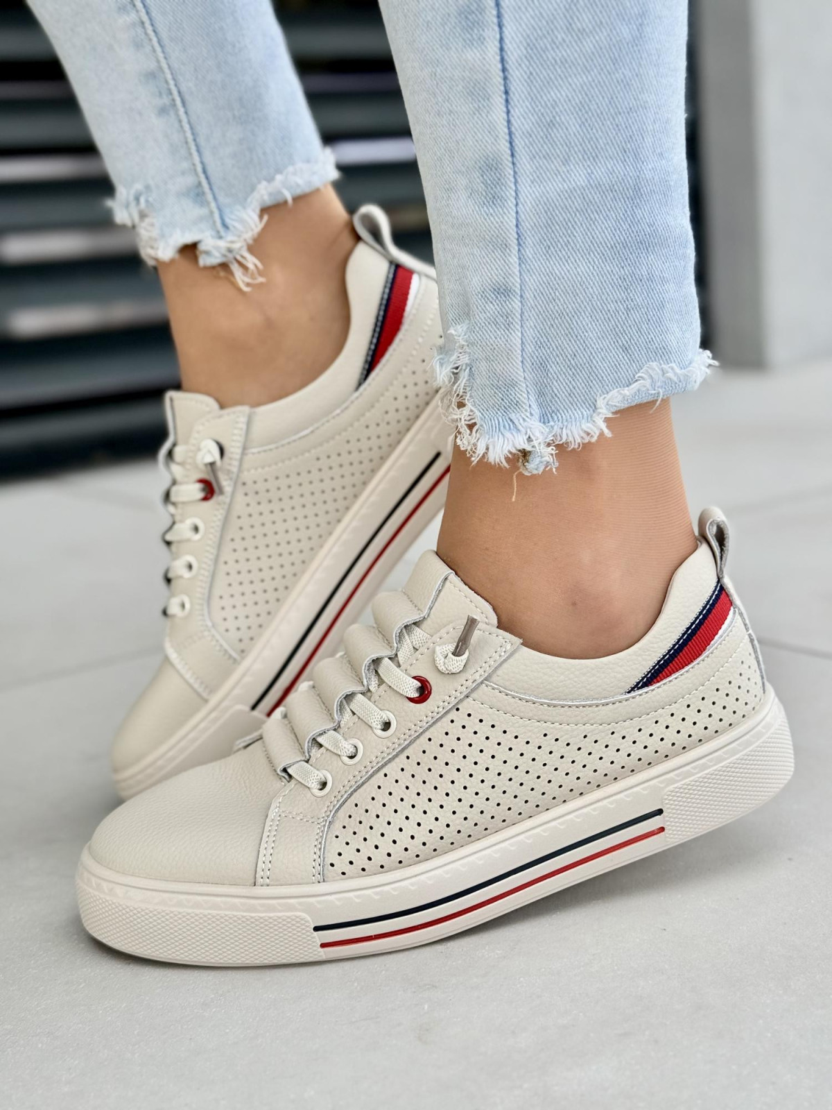 Sneakersy damskie ze skóry naturalnej