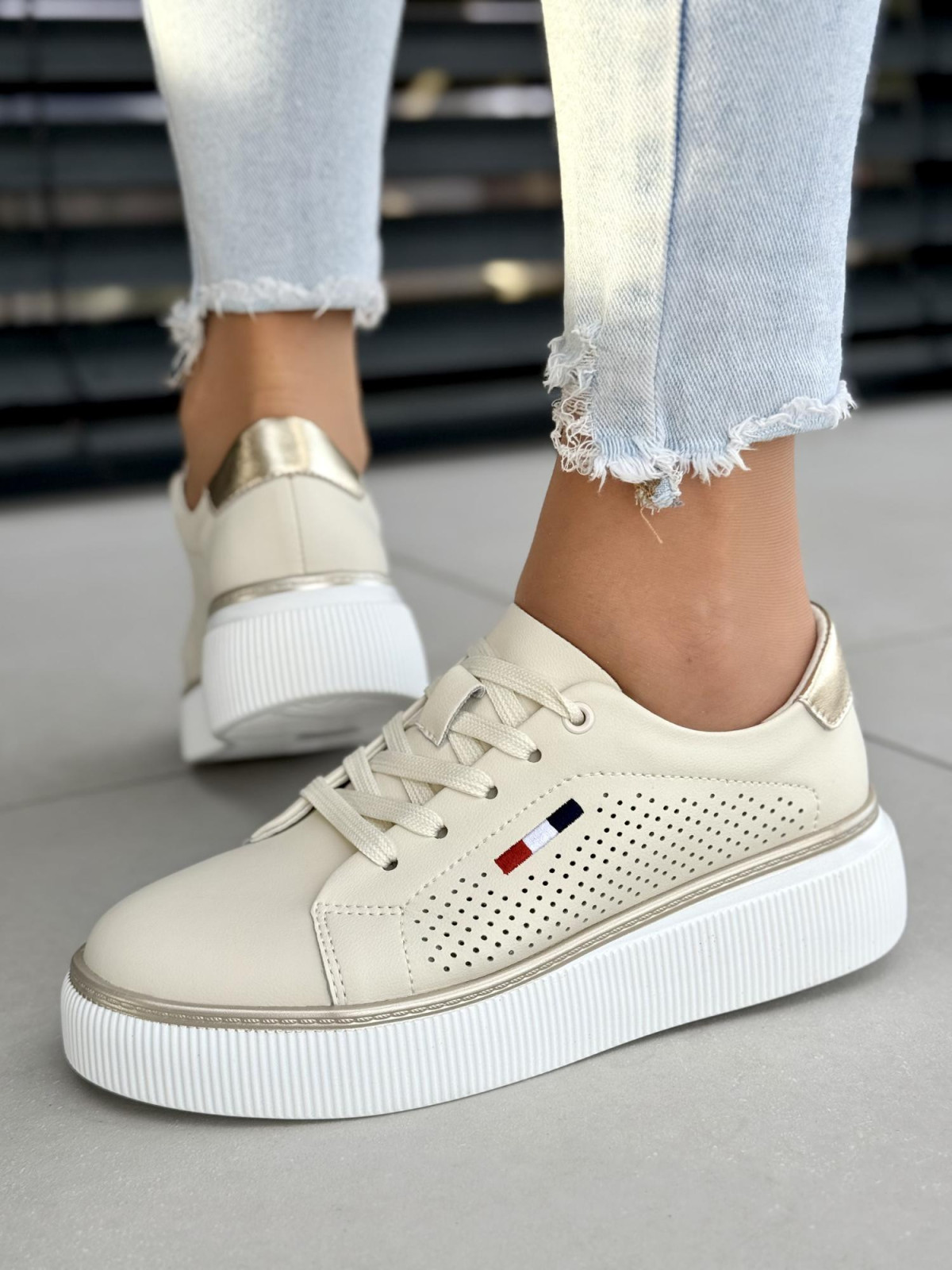 Sneakersy damskie ze skóry naturalnej