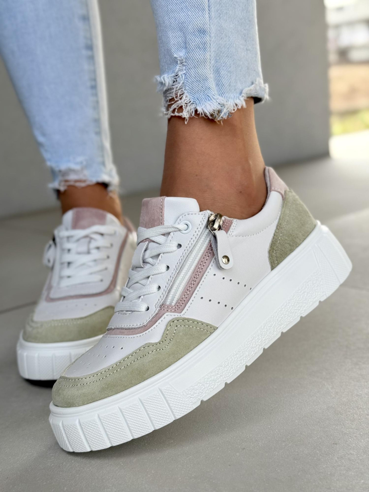 Sneakersy damskie ze skóry naturalnej