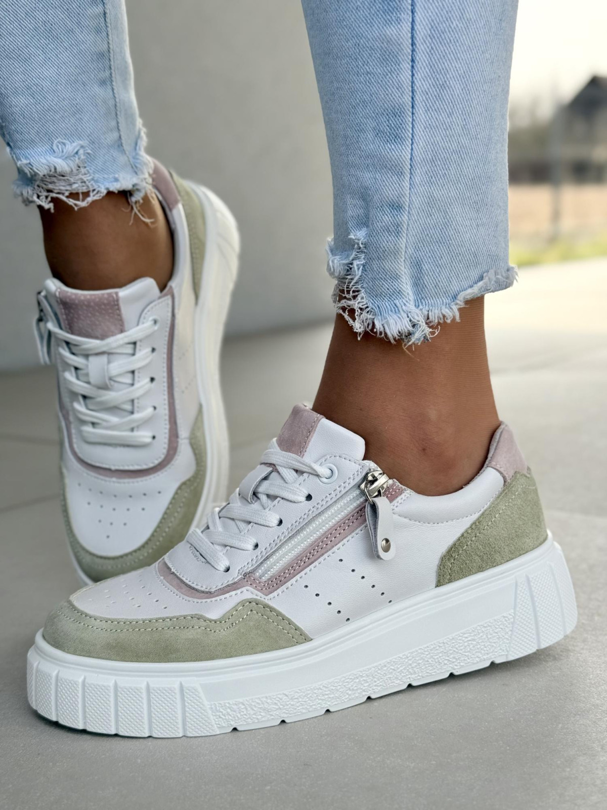 Sneakersy damskie ze skóry naturalnej