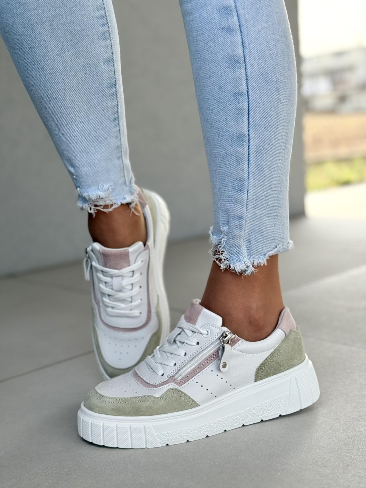 Sneakersy damskie ze skóry naturalnej