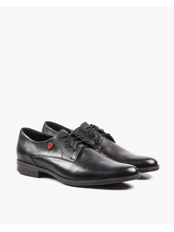 Czarne półbuty męskie skórzane