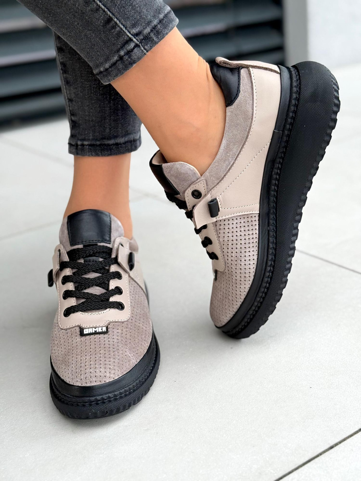 Sneakersy damskie ze skóry naturalnej