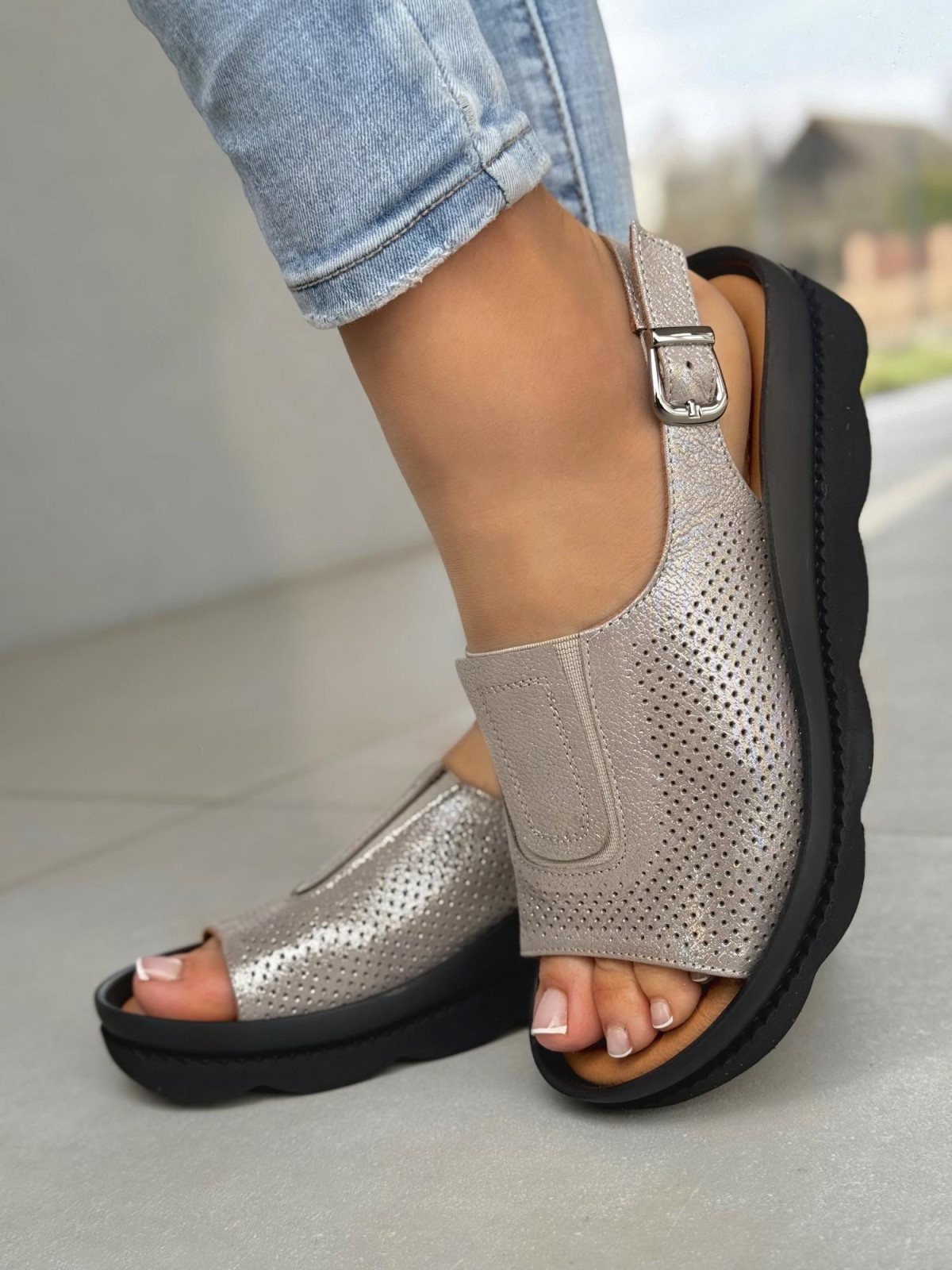 Mega wygodne sandałki damskie ze skóry naturalnej