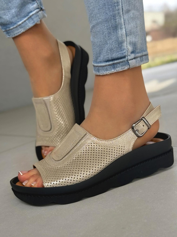 Sandałki damskie ze skóry naturalnej