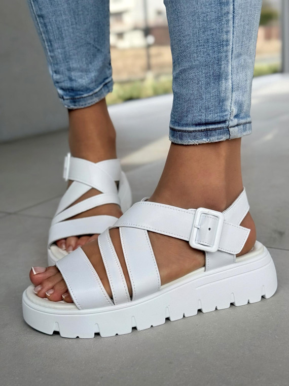 Sandałki damskie ze skóry naturalnej