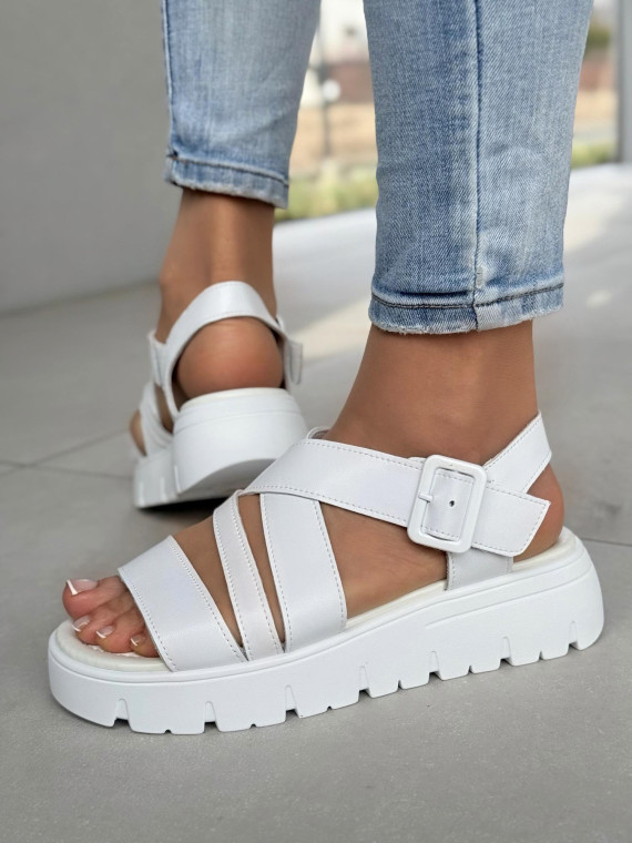 Sandałki damskie ze skóry naturalnej