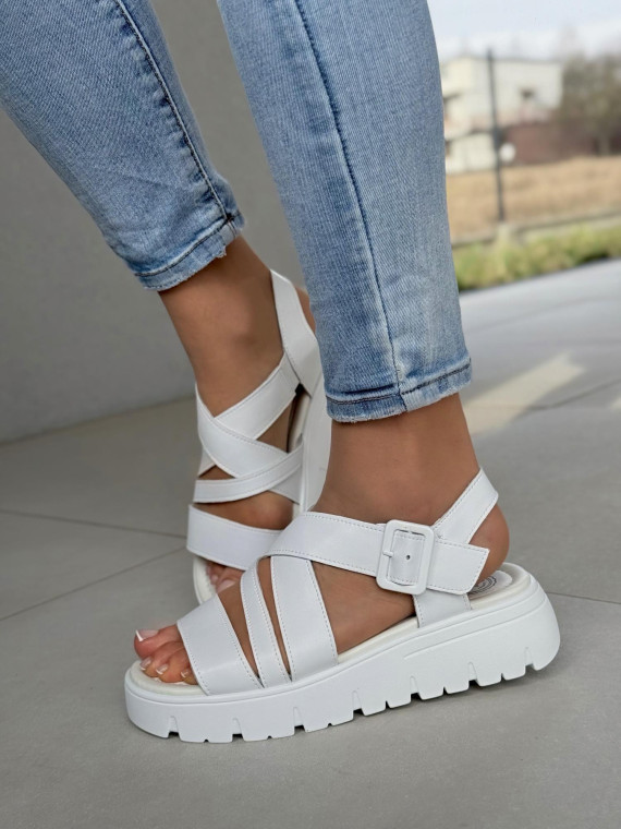 Sandałki damskie ze skóry naturalnej