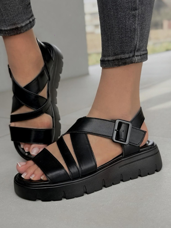 Sandałki damskie ze skóry naturalnej