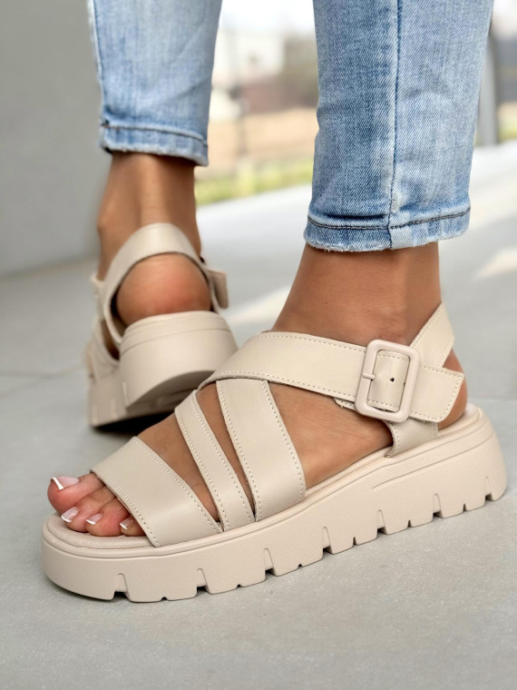 Sandały damskie ze skóry naturalnej