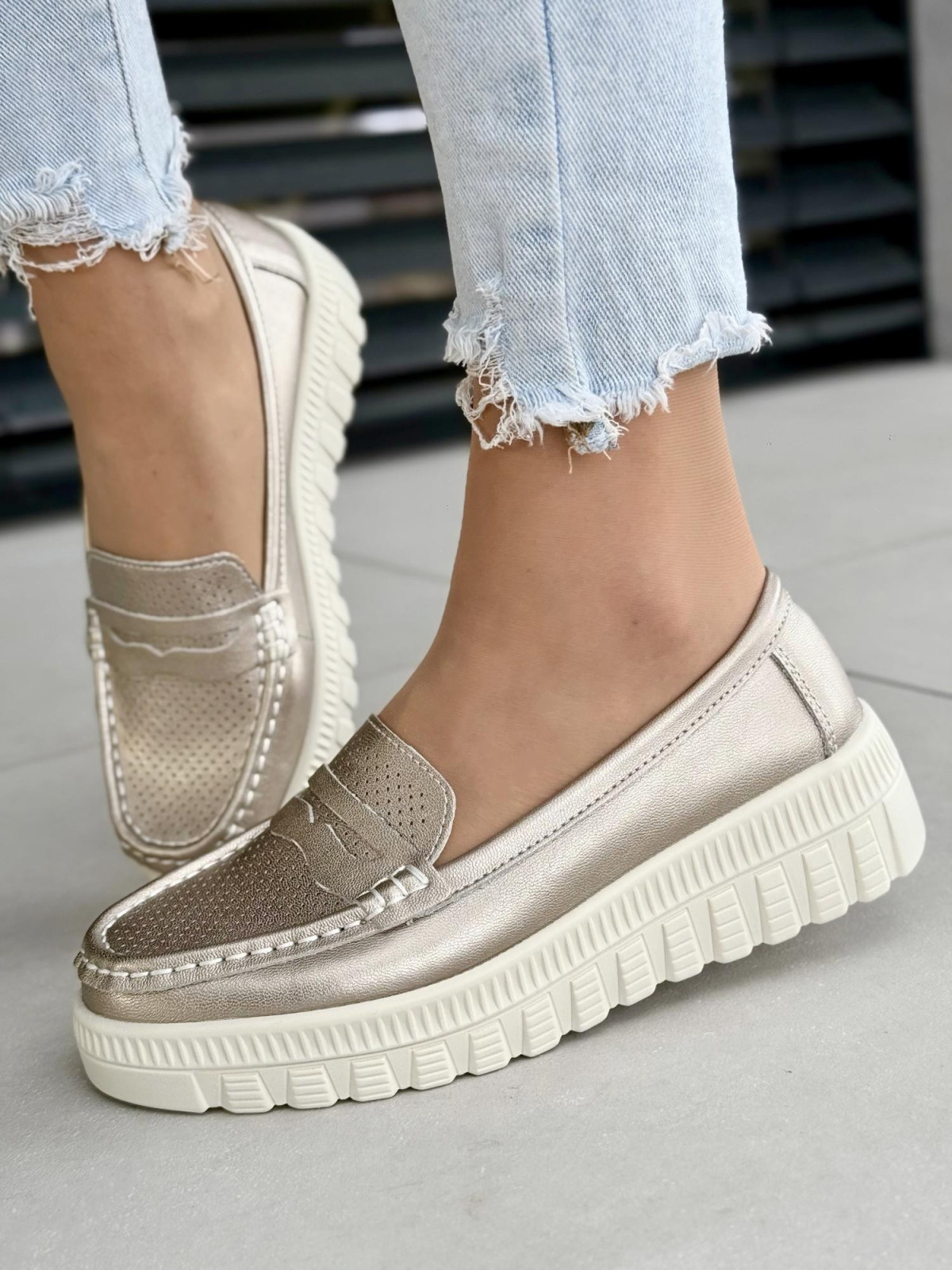 Mokasyny damskie ze skóry naturalnej