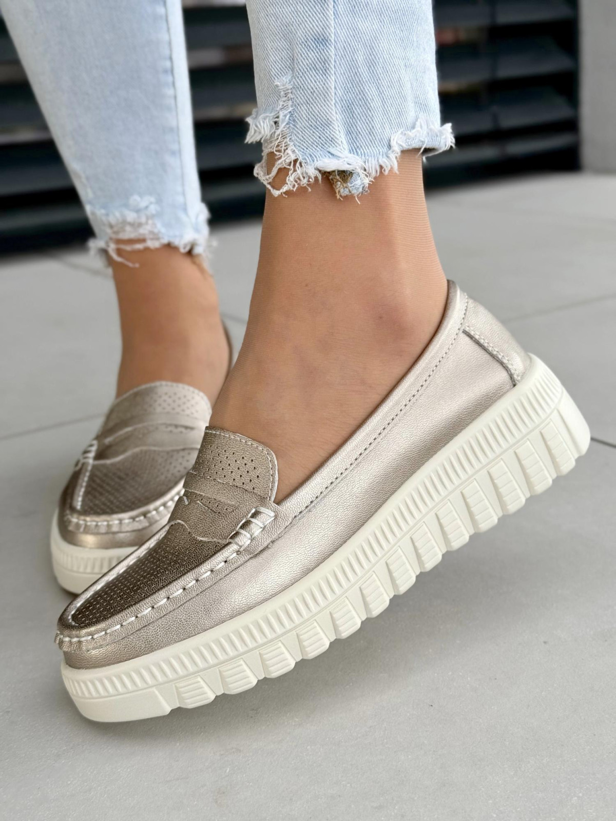 Mokasyny damskie ze skóry naturalnej