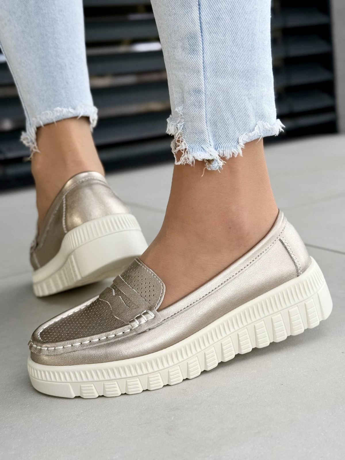 Mokasyny damskie ze skóry naturalnej