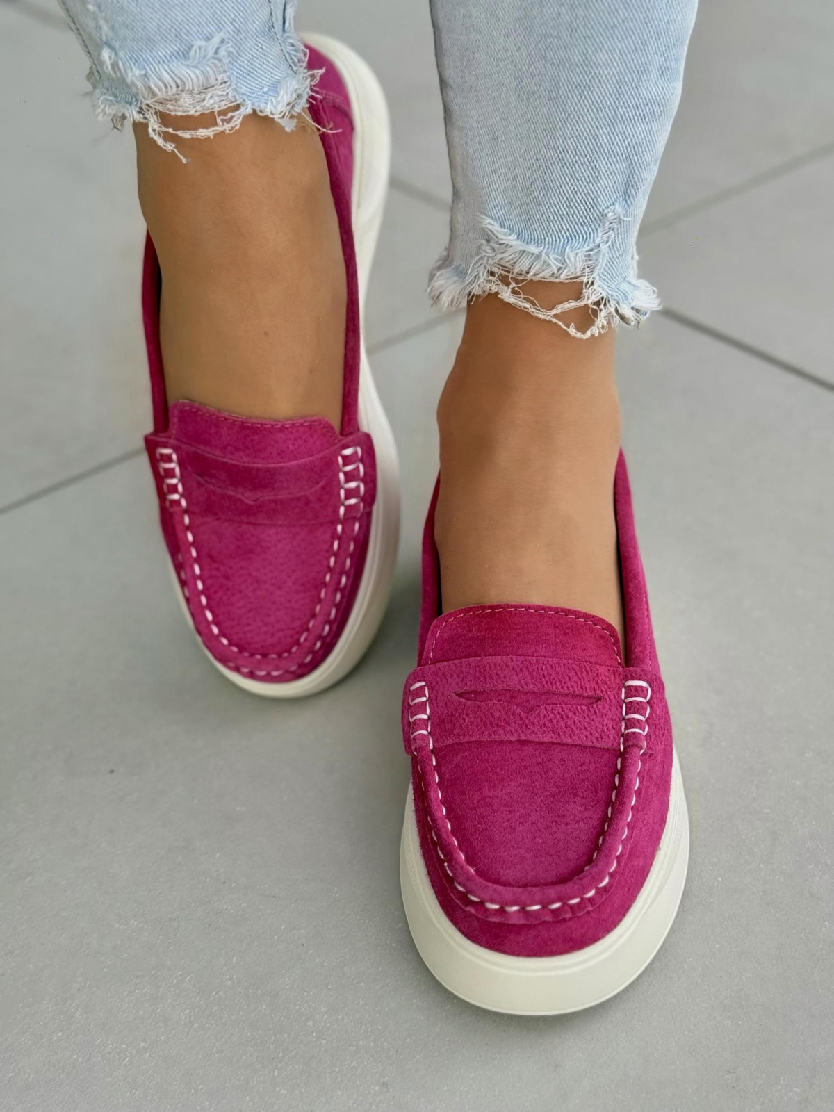 Mokasyny damskie ze skóry naturalnej