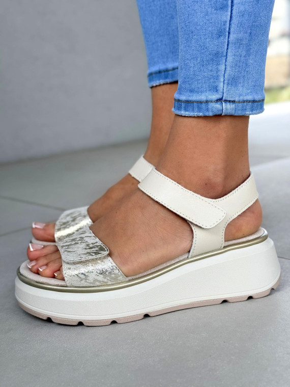 Sandałki damskie ze skóry naturalnej