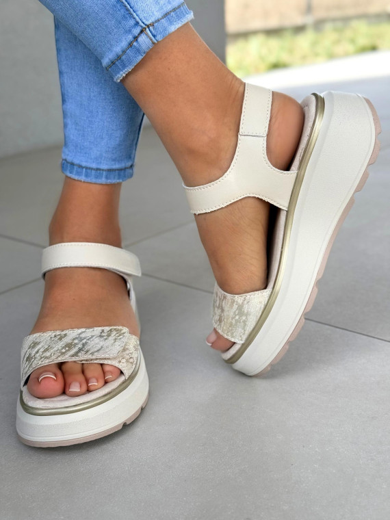 Sandałki damskie ze skóry naturalnej