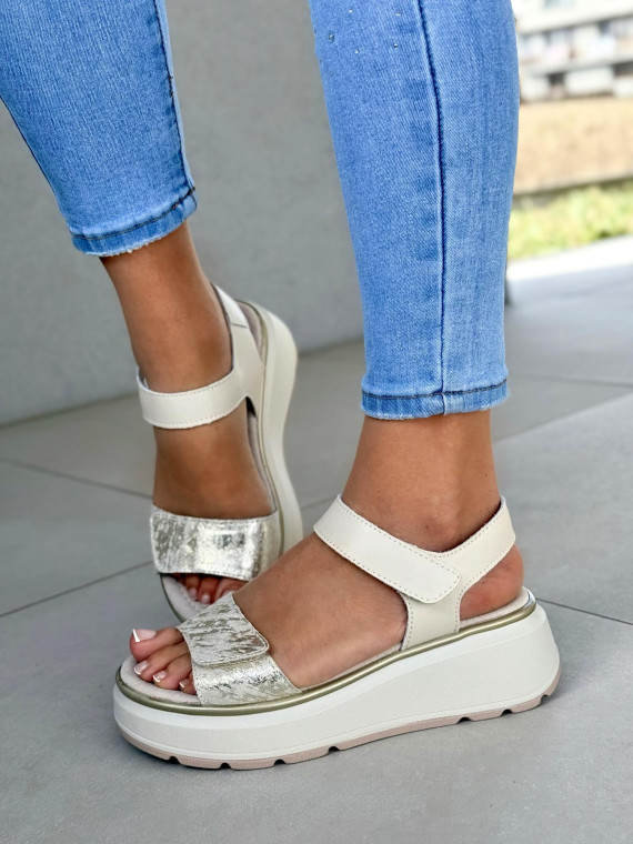 Sandałki damskie ze skóry naturalnej