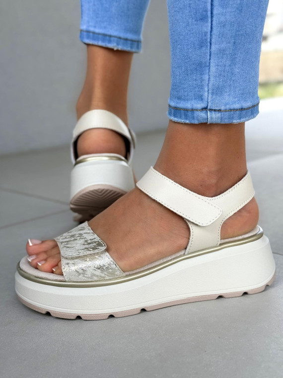 Sandałki damskie ze skóry naturalnej