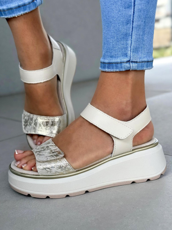 Sandałki damskie ze skóry naturalnej