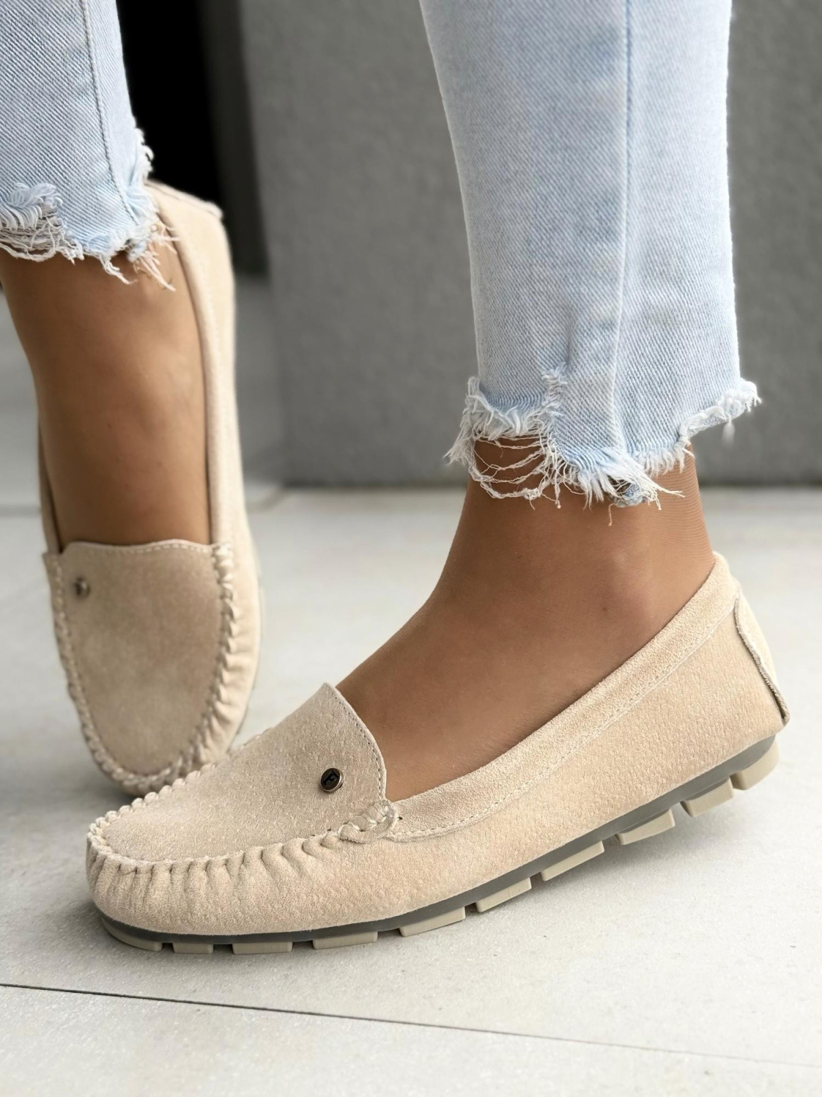 Mokasyny damskie ze skóry naturalnej