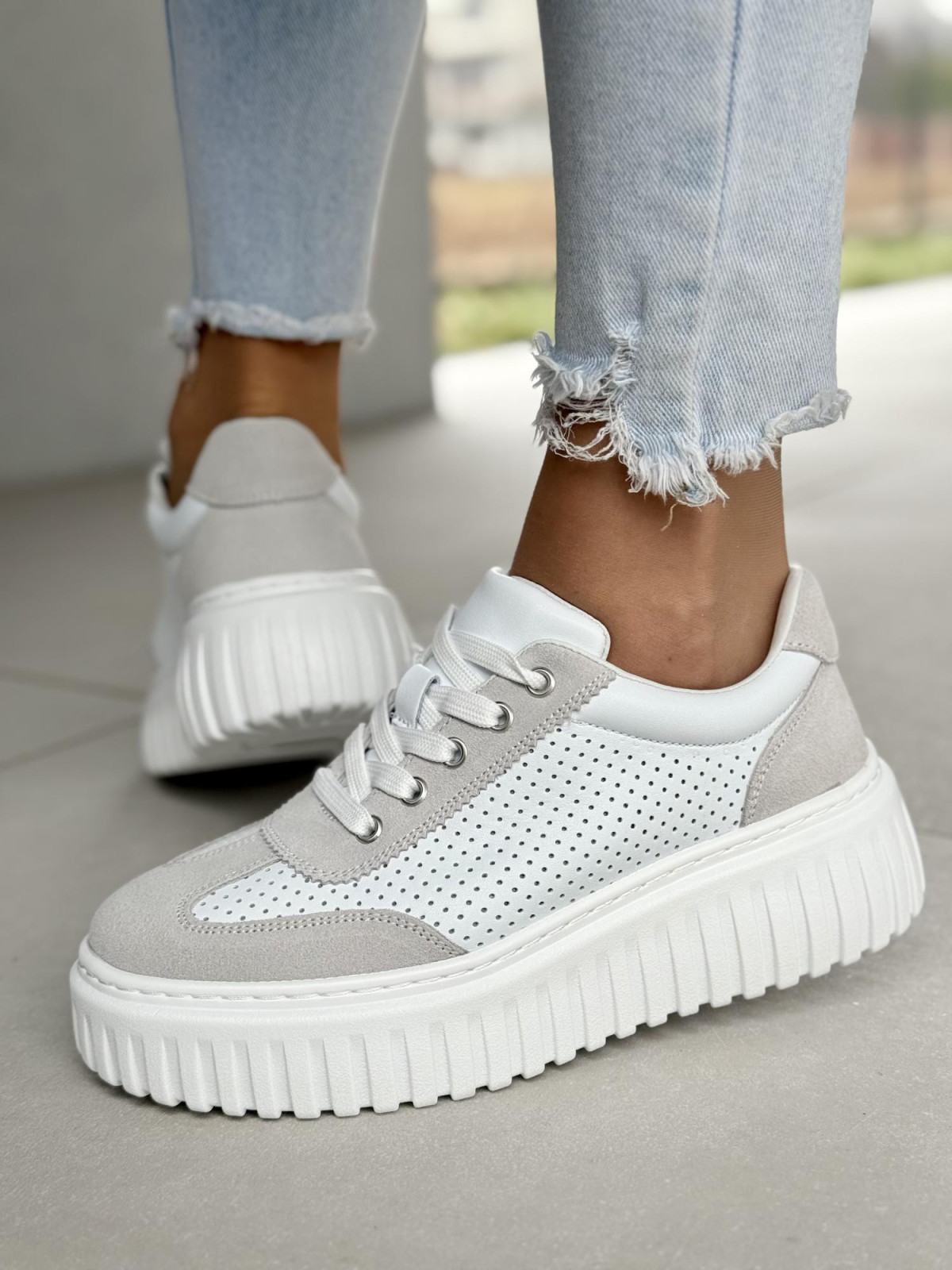 Sneakersy damskie ze skóry naturalnej