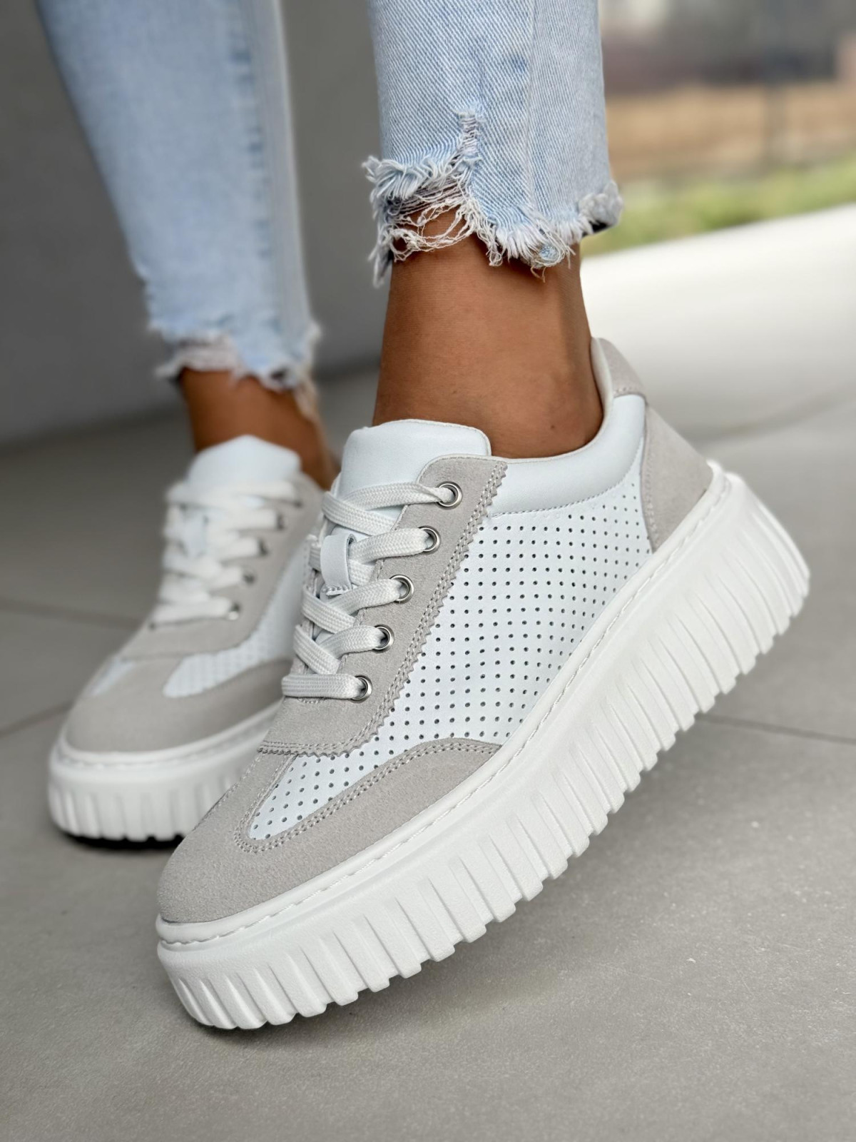 Sneakersy damskie ze skóry naturalnej