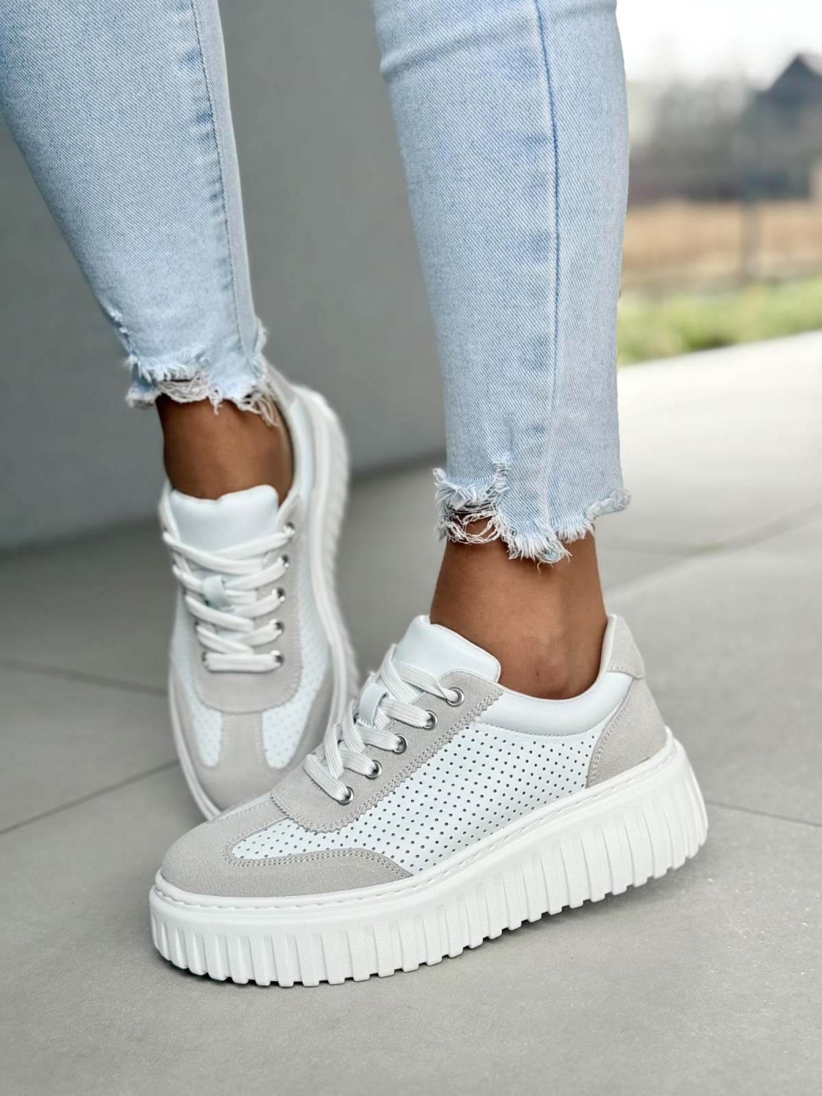 Sneakersy damskie ze skóry naturalnej