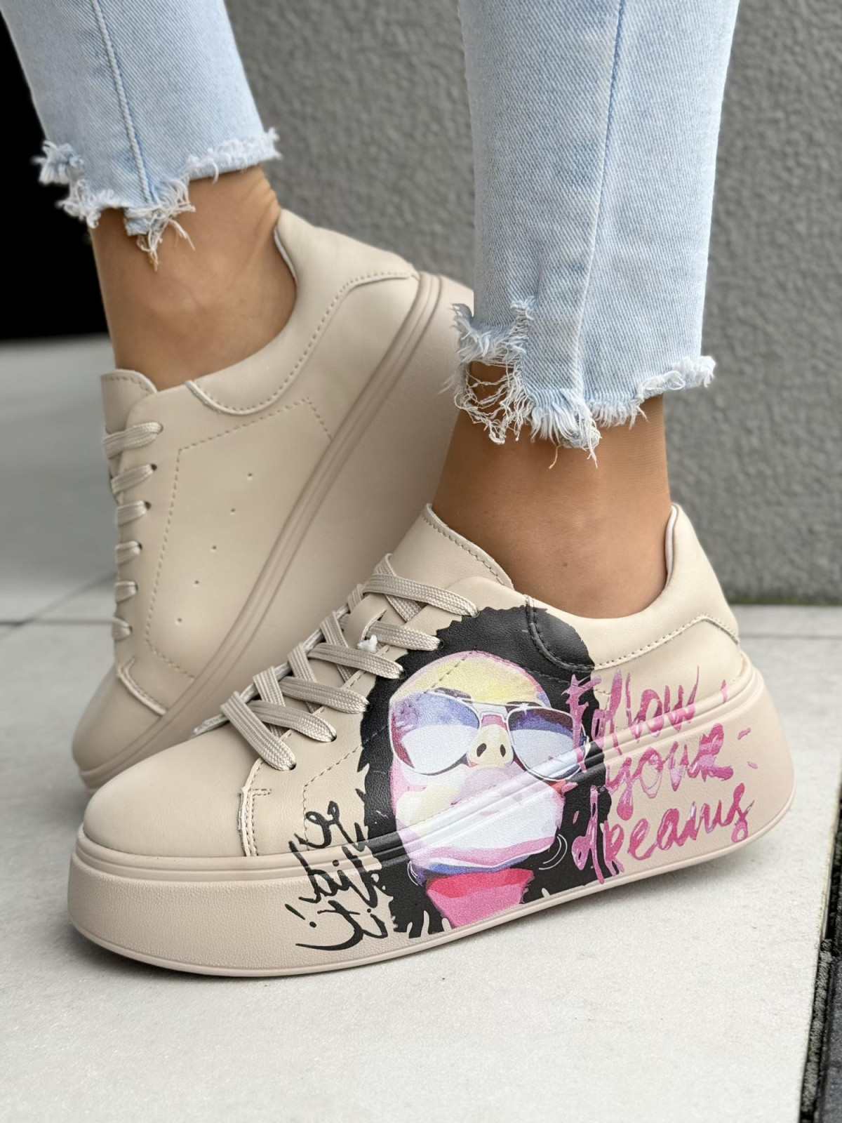 Sneakersy damskie ze skóry naturalnej