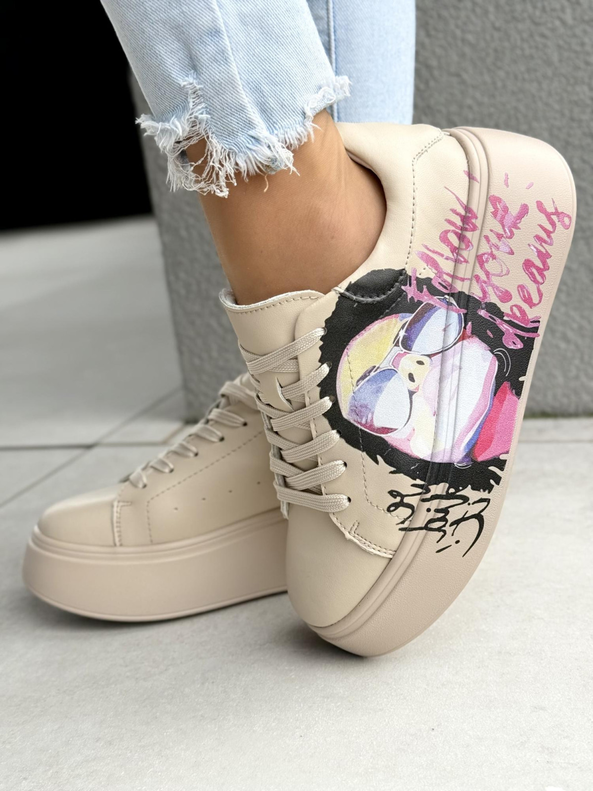 Sneakersy damskie ze skóry naturalnej