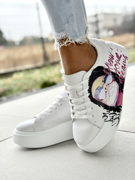 Wyjątkowe sneakersy damskie ze skóry naturalnej