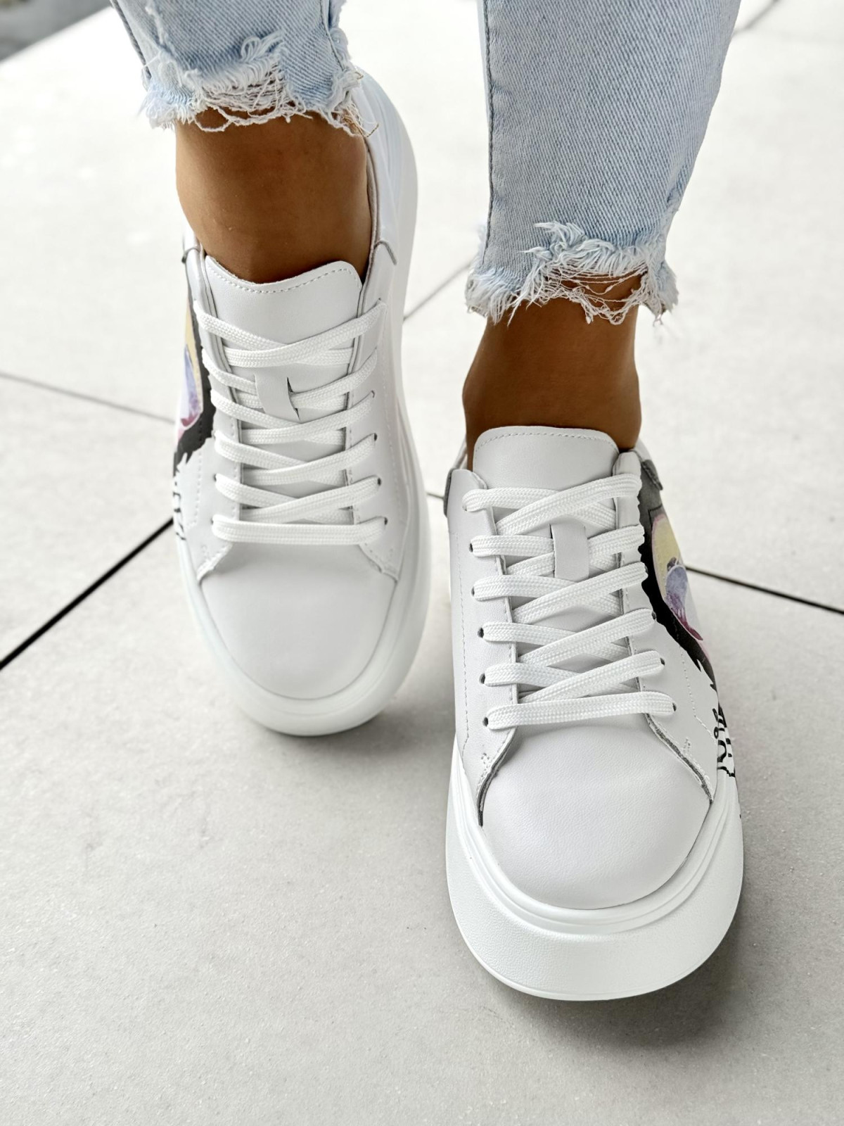 Wyjątkowe sneakersy damskie ze skóry naturalnej