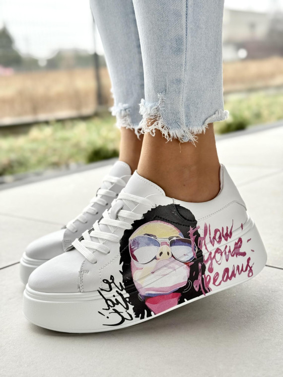 Wyjątkowe sneakersy damskie ze skóry naturalnej