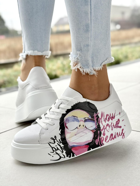 Wyjątkowe sneakersy damskie ze skóry naturalnej