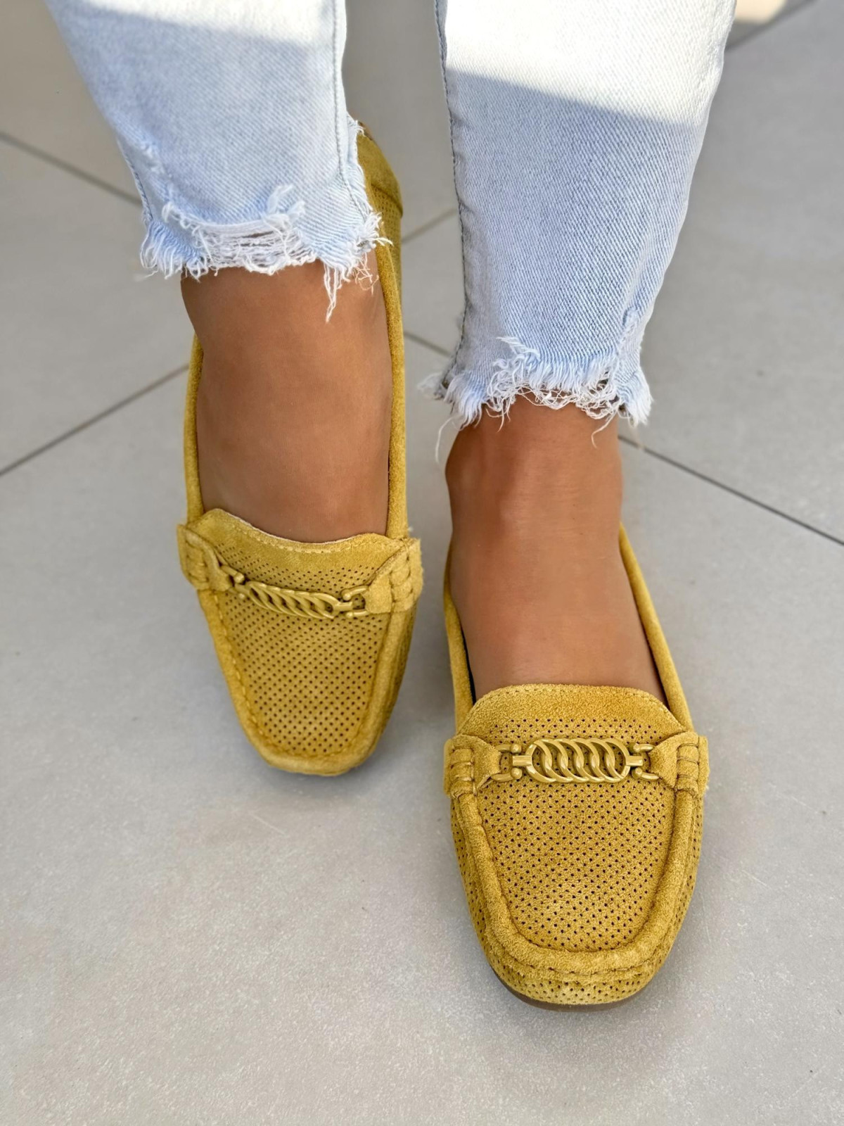 Mega wygodne mokasyny damskie ze skóry naturalnej