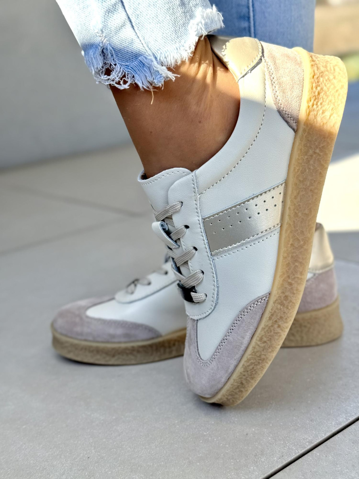 Sneakersy damskie ze skóry naturalnej